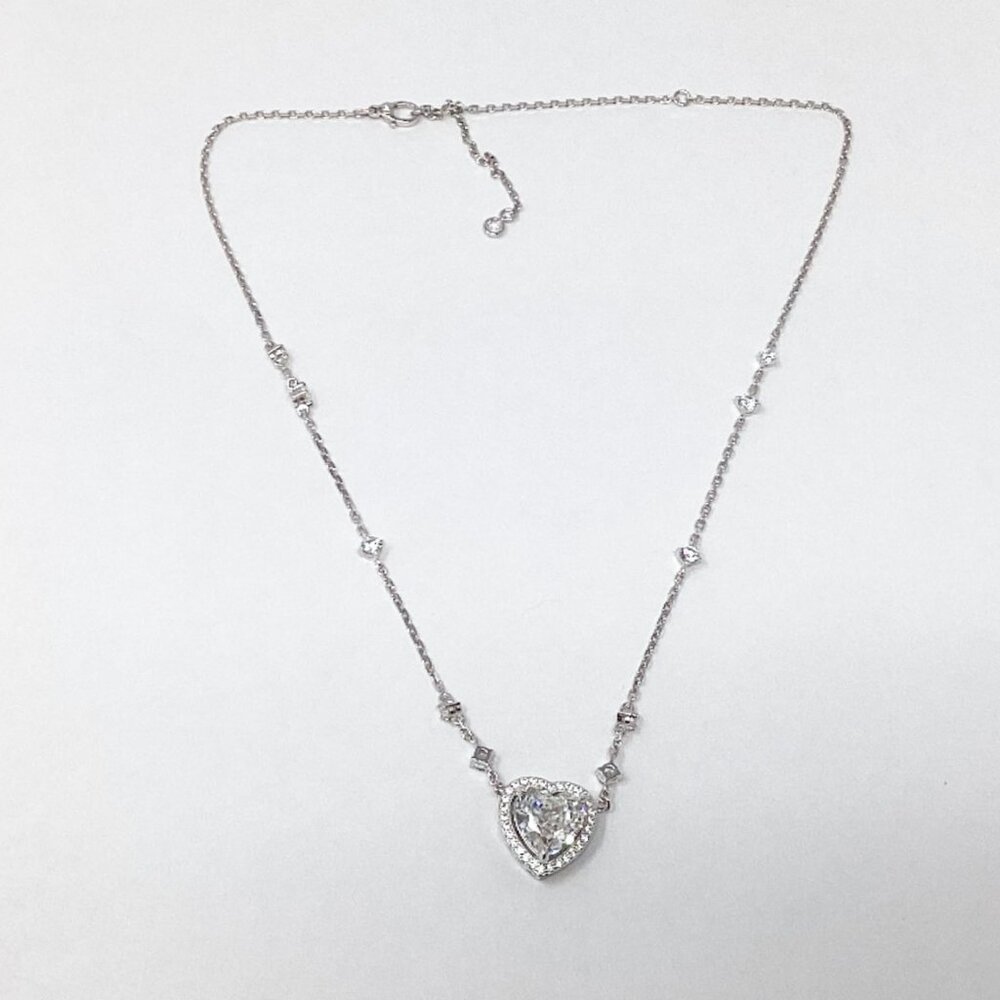 #QX3HFX  Yifan Silver Tone 14.7 ct Heart Diamond Necklace